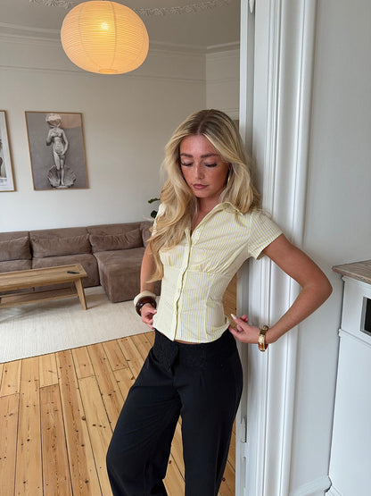 Carolina fitted shirt – Yellow/white